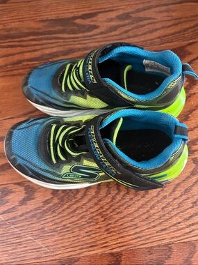 Skechers Kids Blue and Lime Light-Up Sneakers